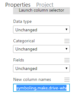 Microsoft Azure - Edit Metadata - New Column Names