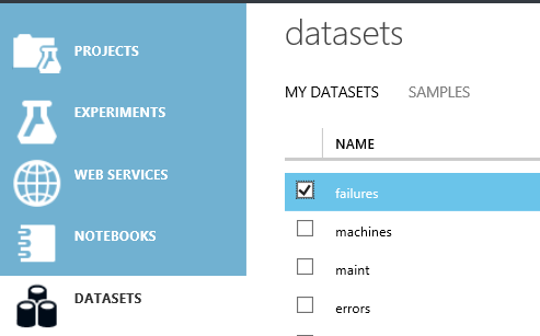 Microsoft Azure - Saved Datasets