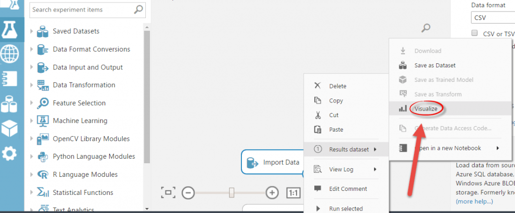 Microsoft Azure - Result Dataset - Visualize Data